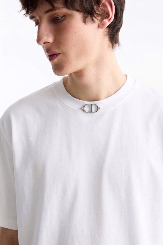 Essential Cotton T-Shirt with Metallic Hardware Detail