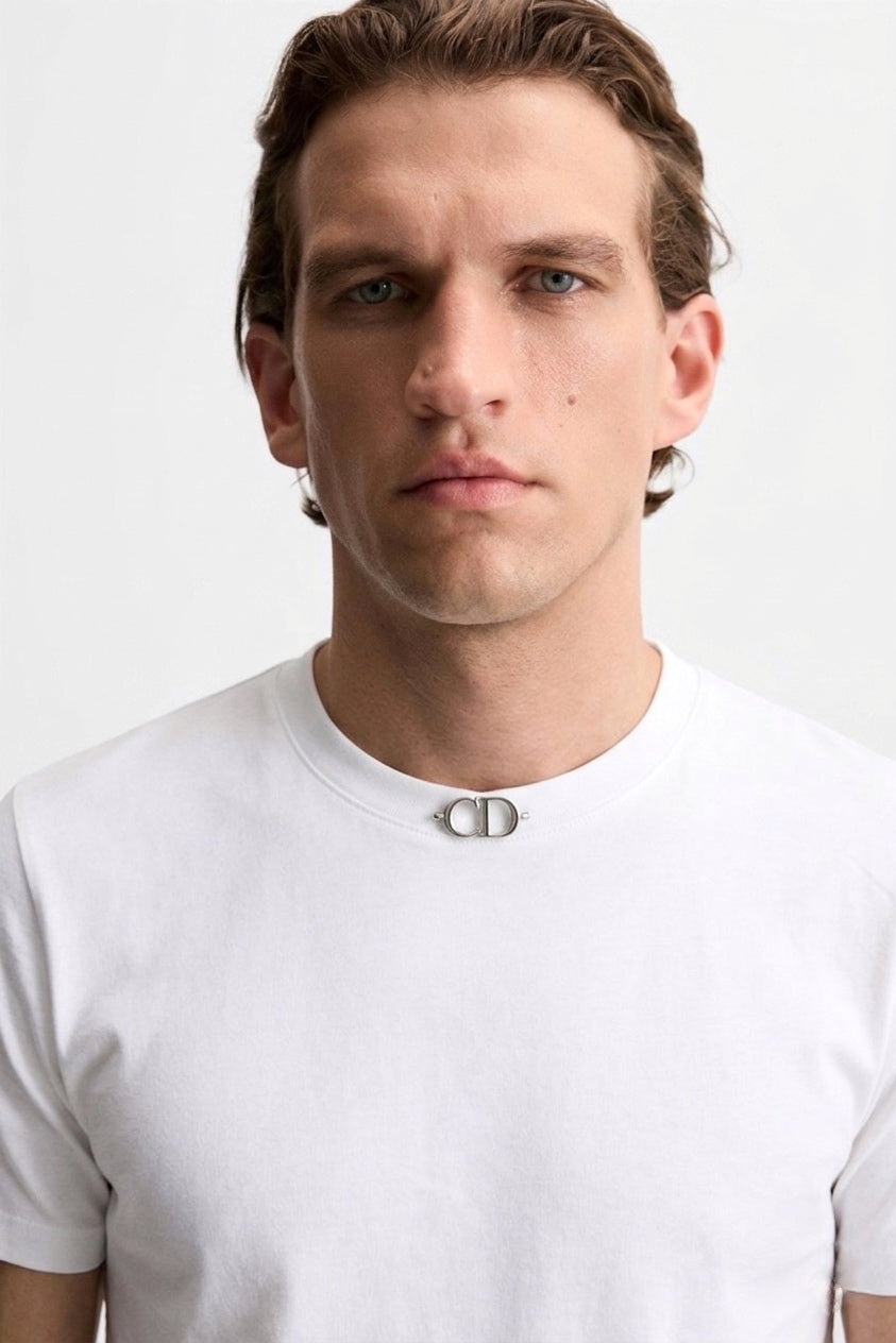 Essential Cotton T-Shirt with Metallic Hardware Detail