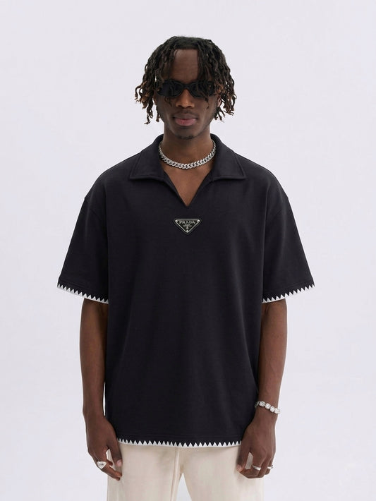 PRD | Enamel-Logo Contrast-Trim V-Neck Polo
