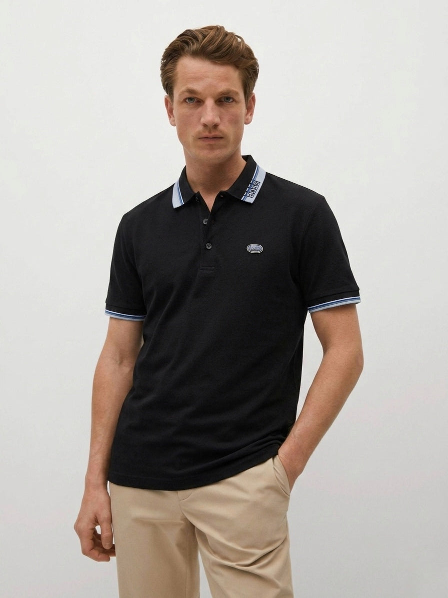 The B-Sigil Signature Polo in Noir and Ciel