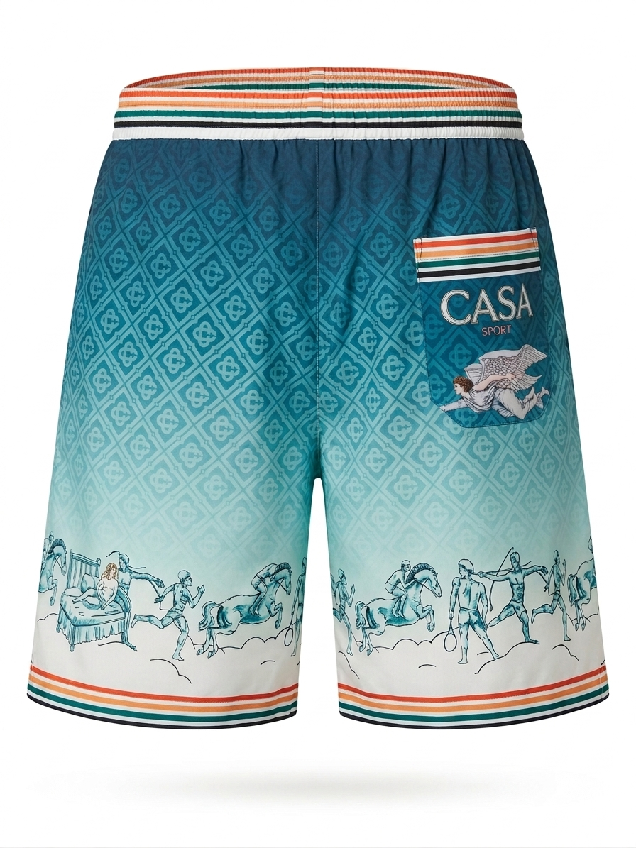 CASA Ombré Monogram Silk Camp-Collar Set