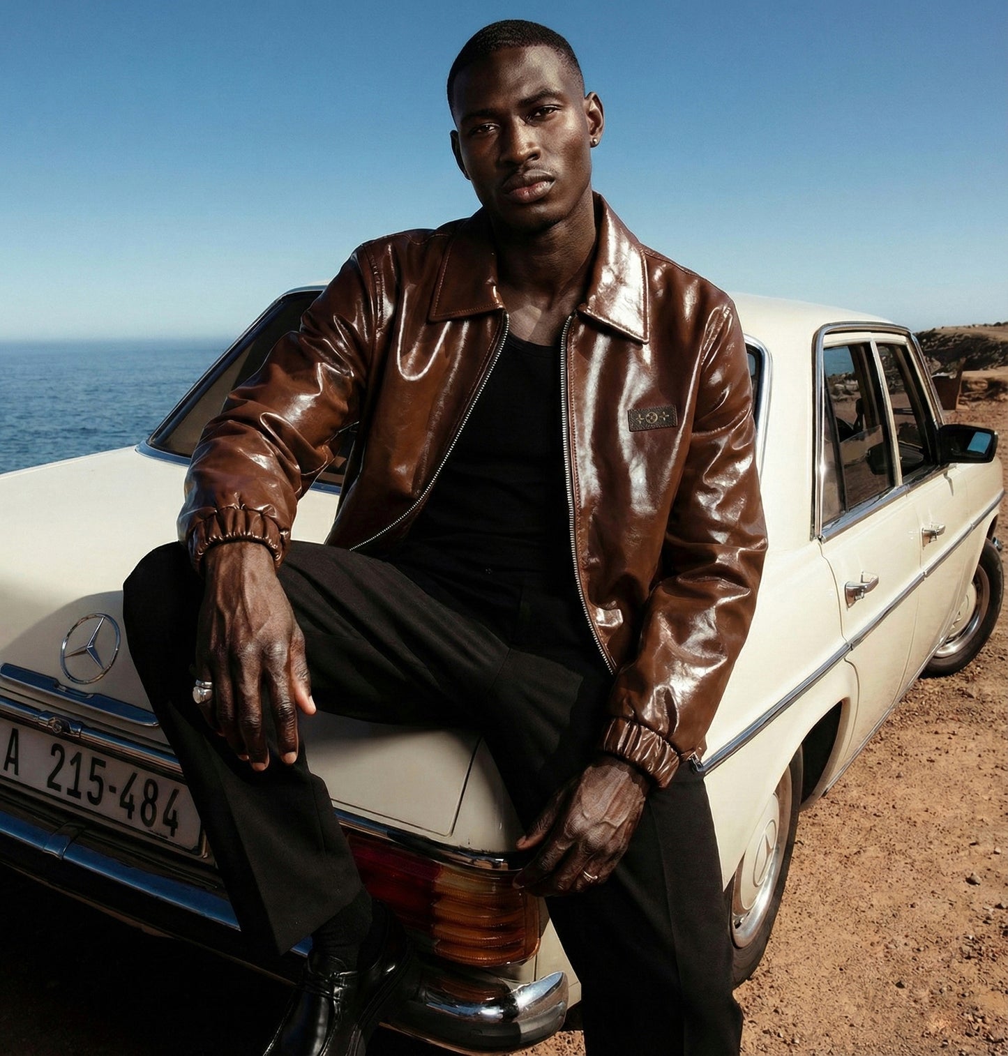 Luxury Glossy Brown Leather Jacket