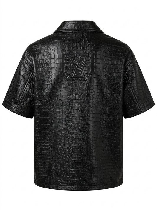 Lv Croc Leather Boxy Shirt