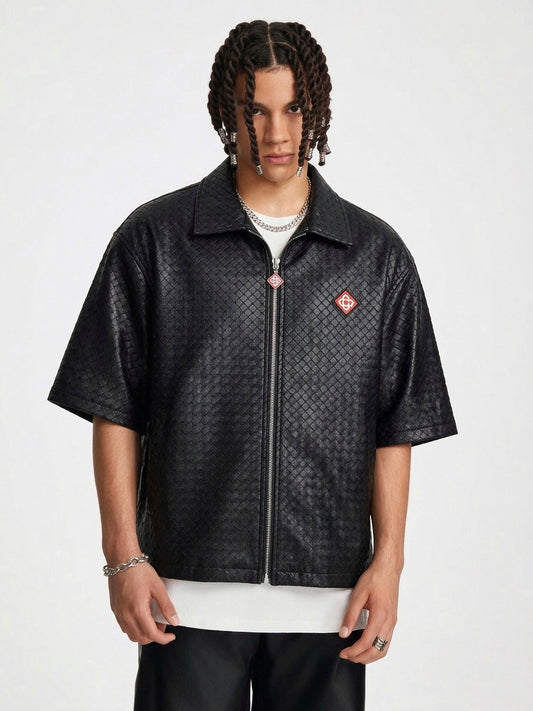 Casa Woven Leather Boxy Shirt