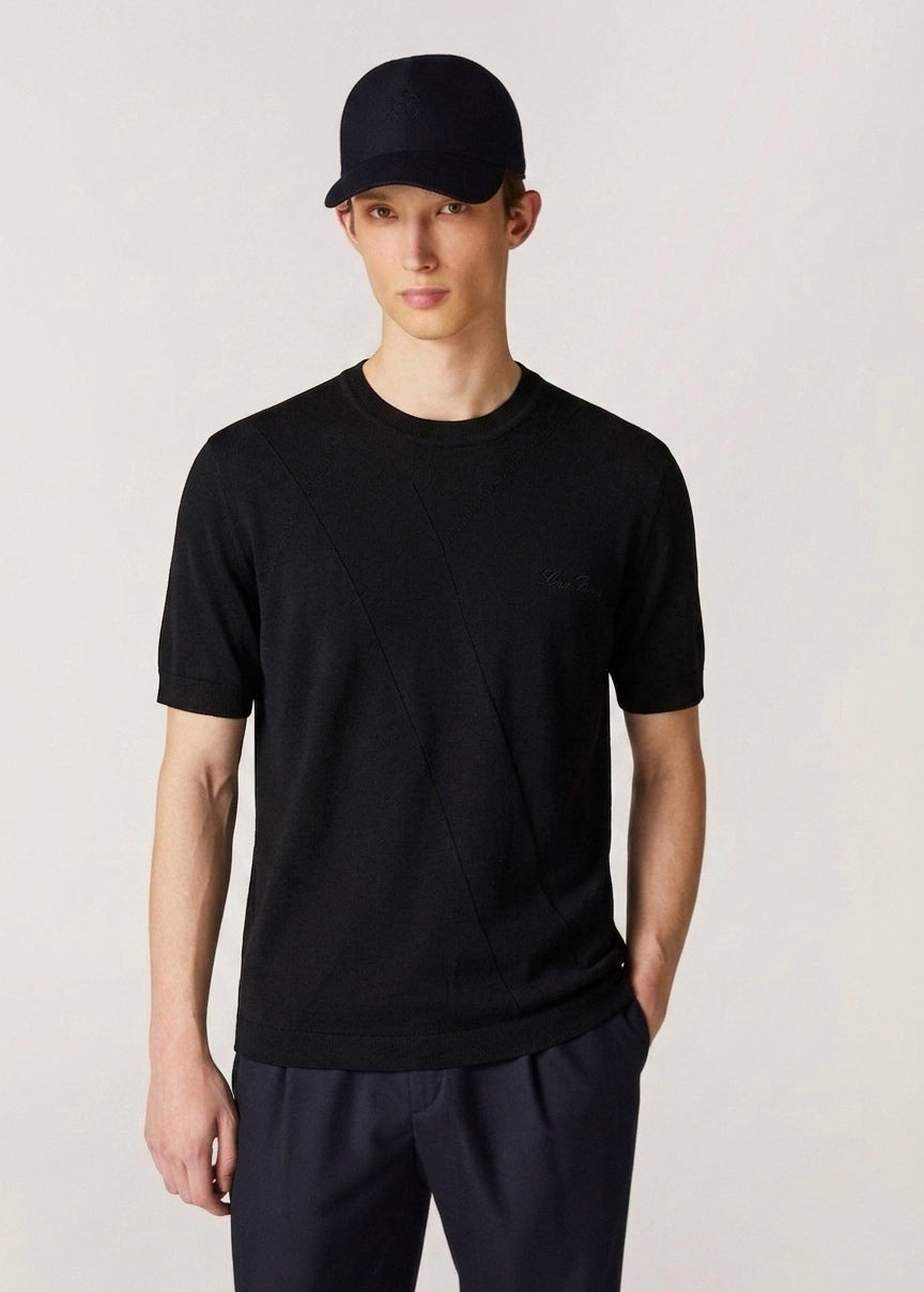 L.P. Asymmetrical Diagonal-Seam Fine Knit Sweater