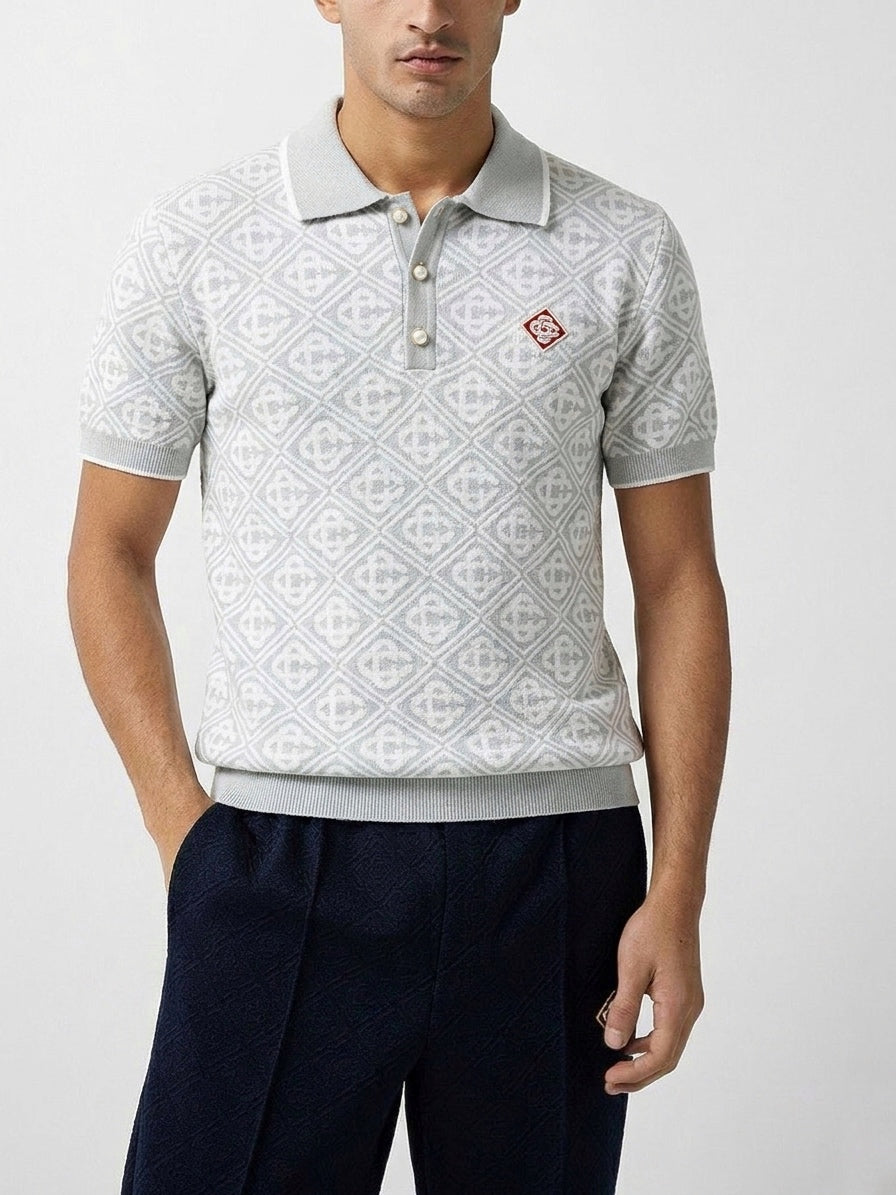 CASA Signature Geometric Jacquard Polo