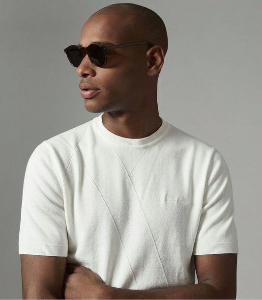 LP Asymmetric Textured Knit Top in Pure White