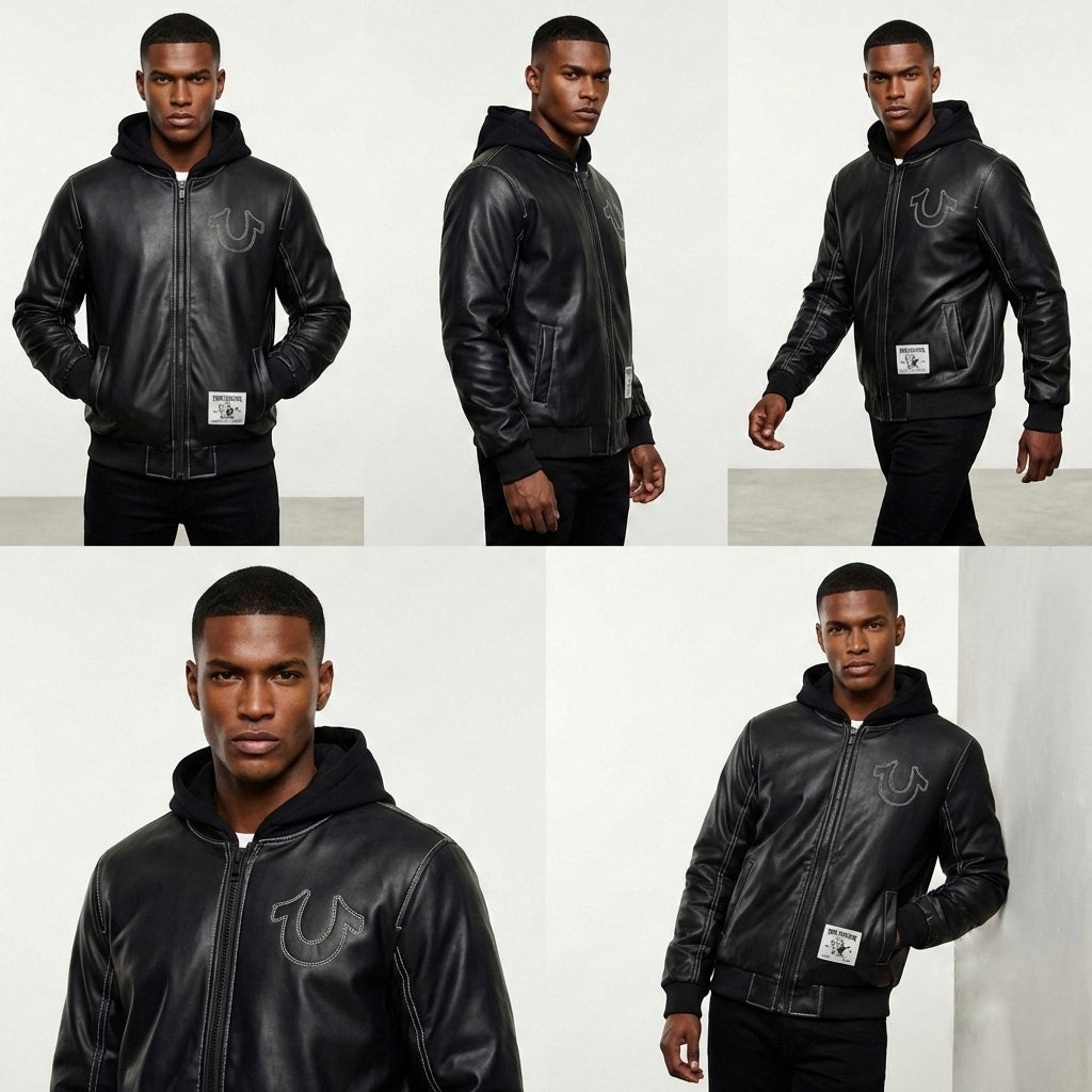 Contrast-Stitch Hooded Bomber