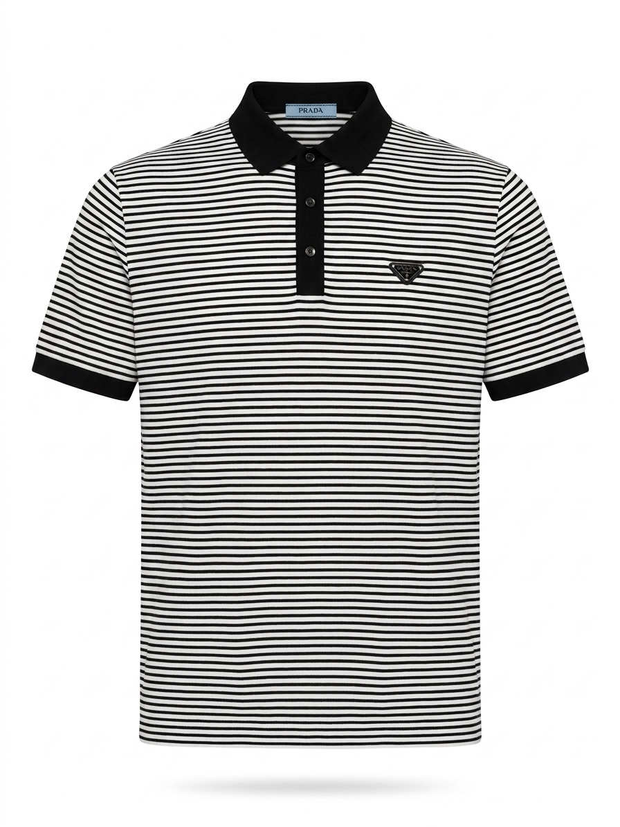 PRD Enameled-Logo Striped Cotton Polo