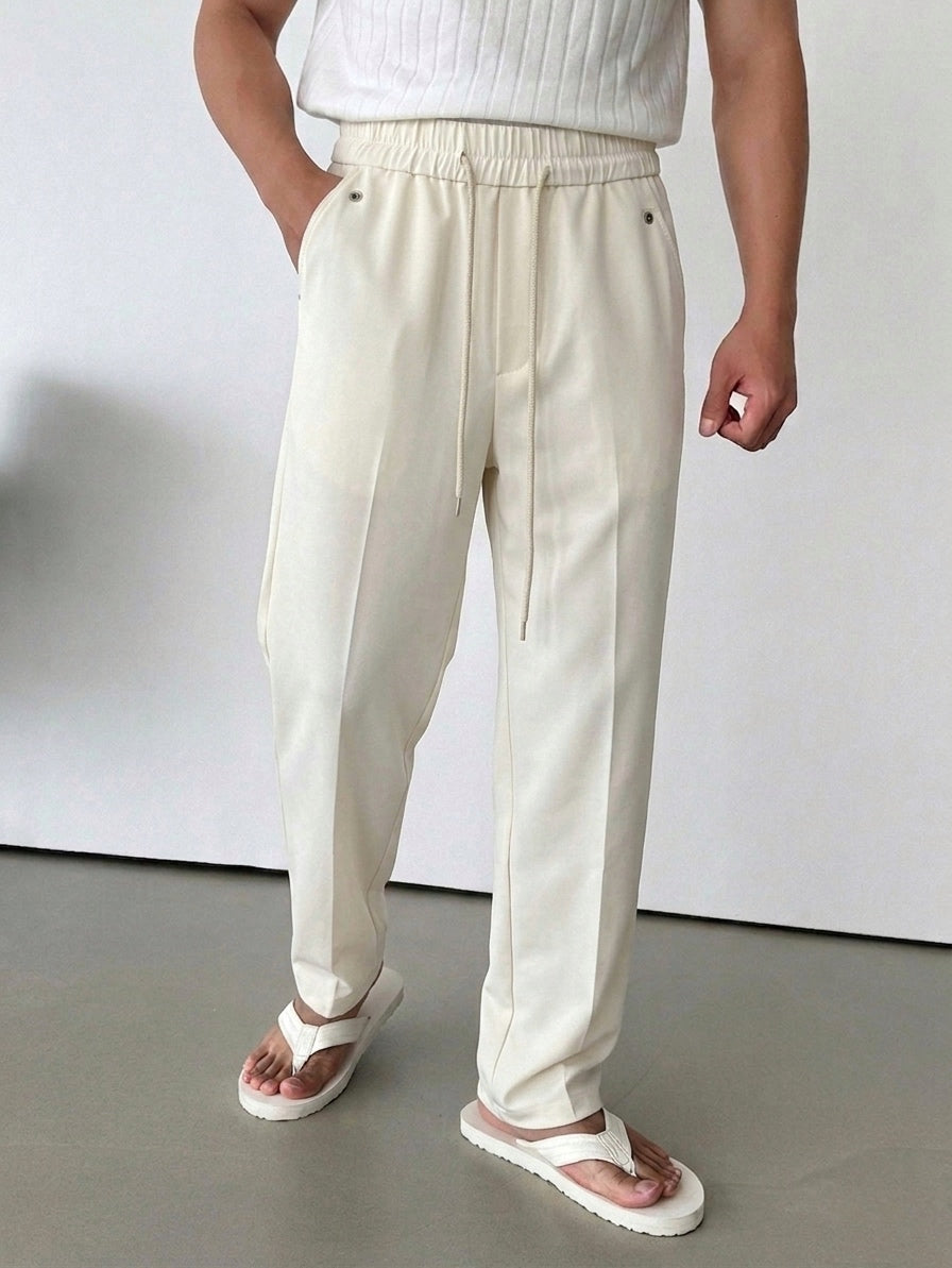 The O.A. Alabaster Wide-Leg Drawstring Trouser