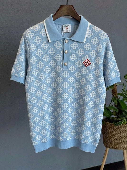 CB Azure Monogram Knit Polo