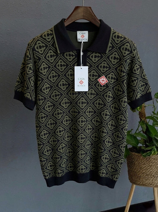CB Jacquard Monogram Knit Polo