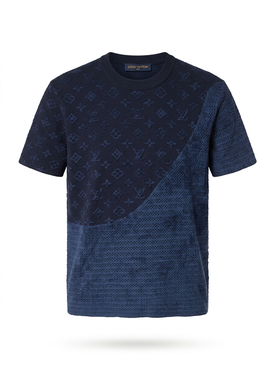 LV Monogram Contrast-Panel Knit T-Shirt