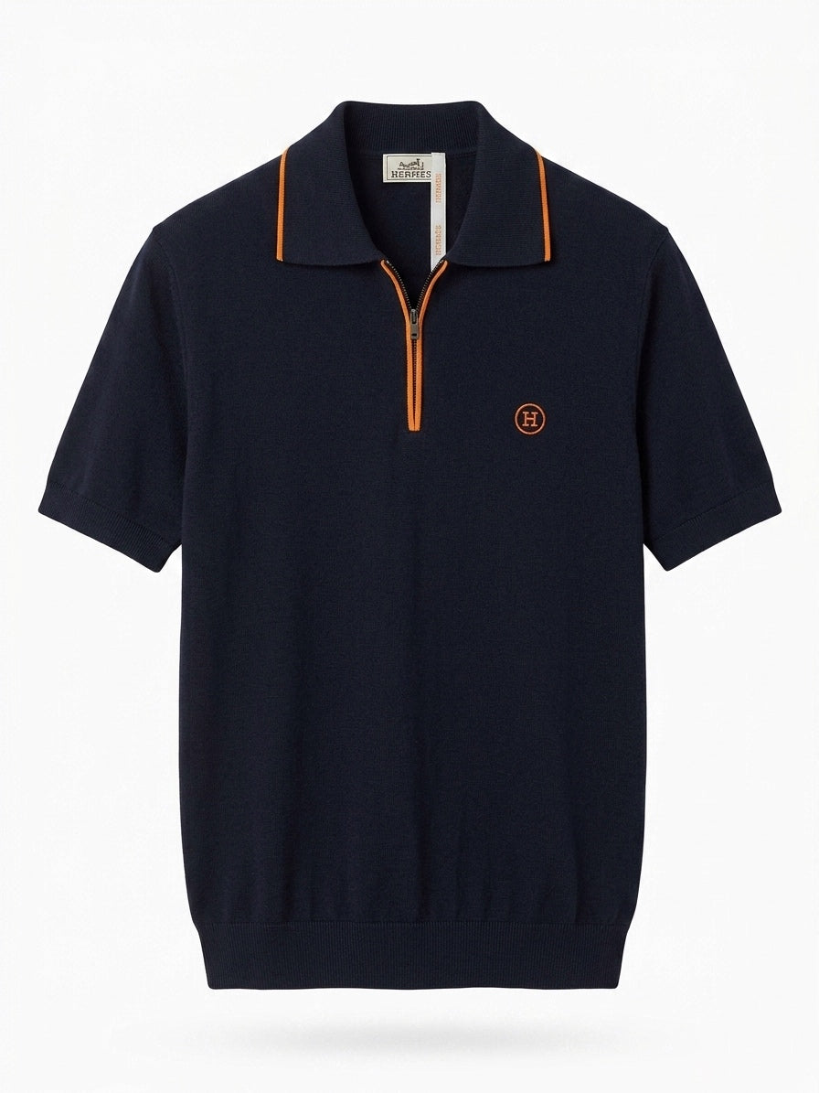 H. Knit Zip-Front Polo