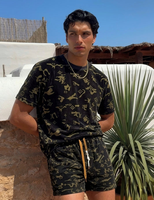 LV Monogram Jacquard T-Shirt & Shorts Set