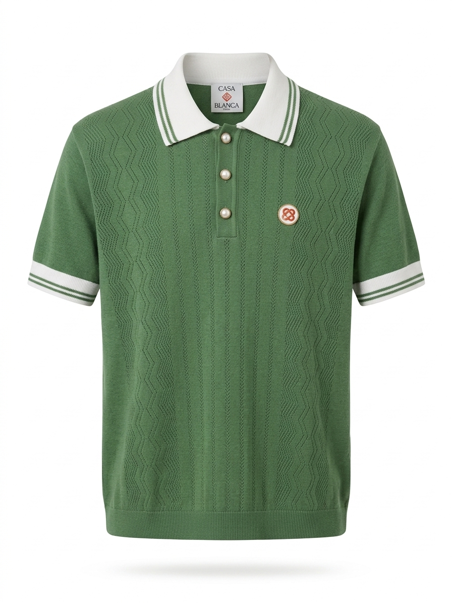 CB Signature Textured Chevron Knit Polo