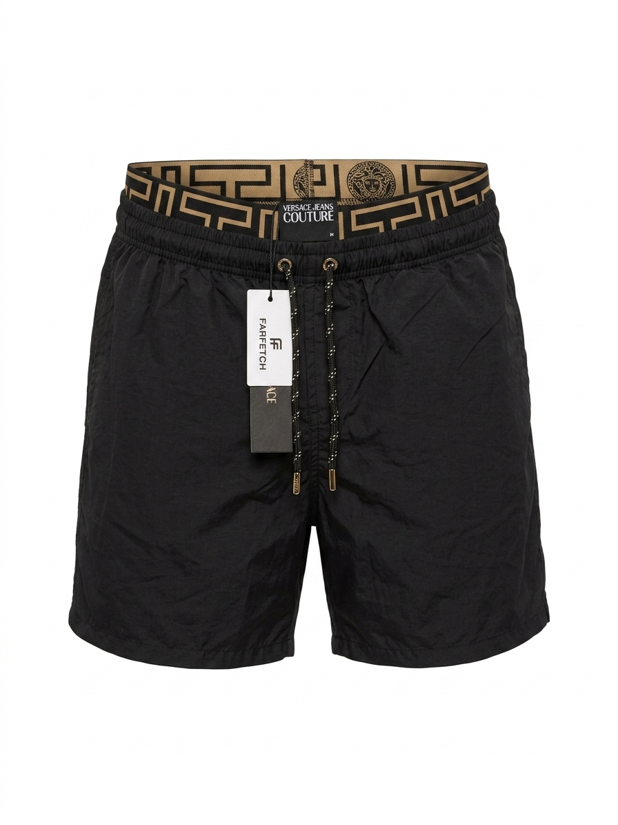 VJC Signature Gold & Key-Band Swim Shorts