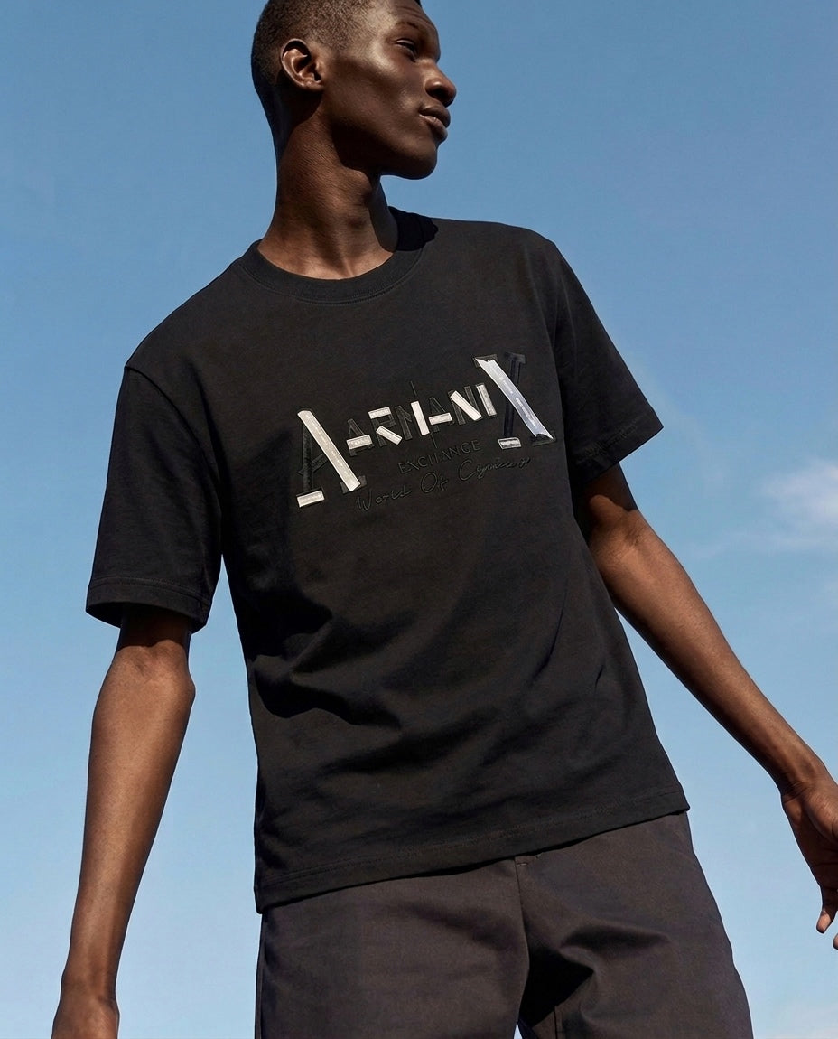 AX Black 'World of Cynicism' Deconstructed Graphic T-Shirt