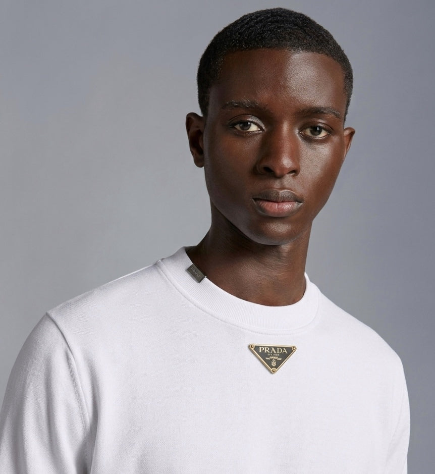 Pd Oversized Cotton T-Shirt with Enamelled Metal Triangle