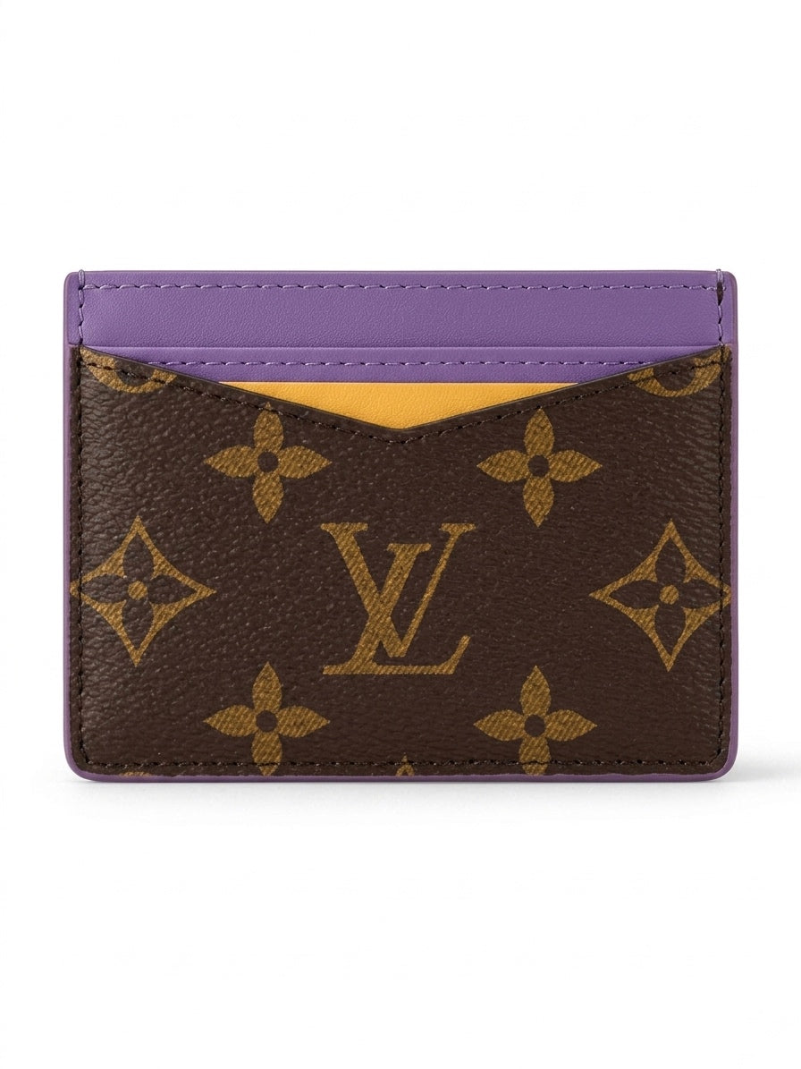LV Monogram Canvas & Lilac Leather Card Holder