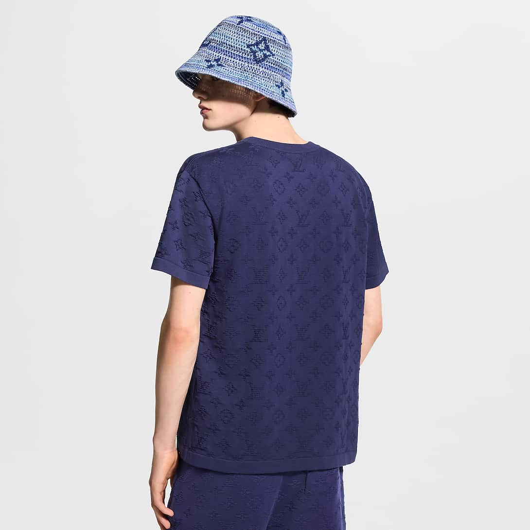 LV Signature Monogram Jacquard Knit Tee - Indigo Blue