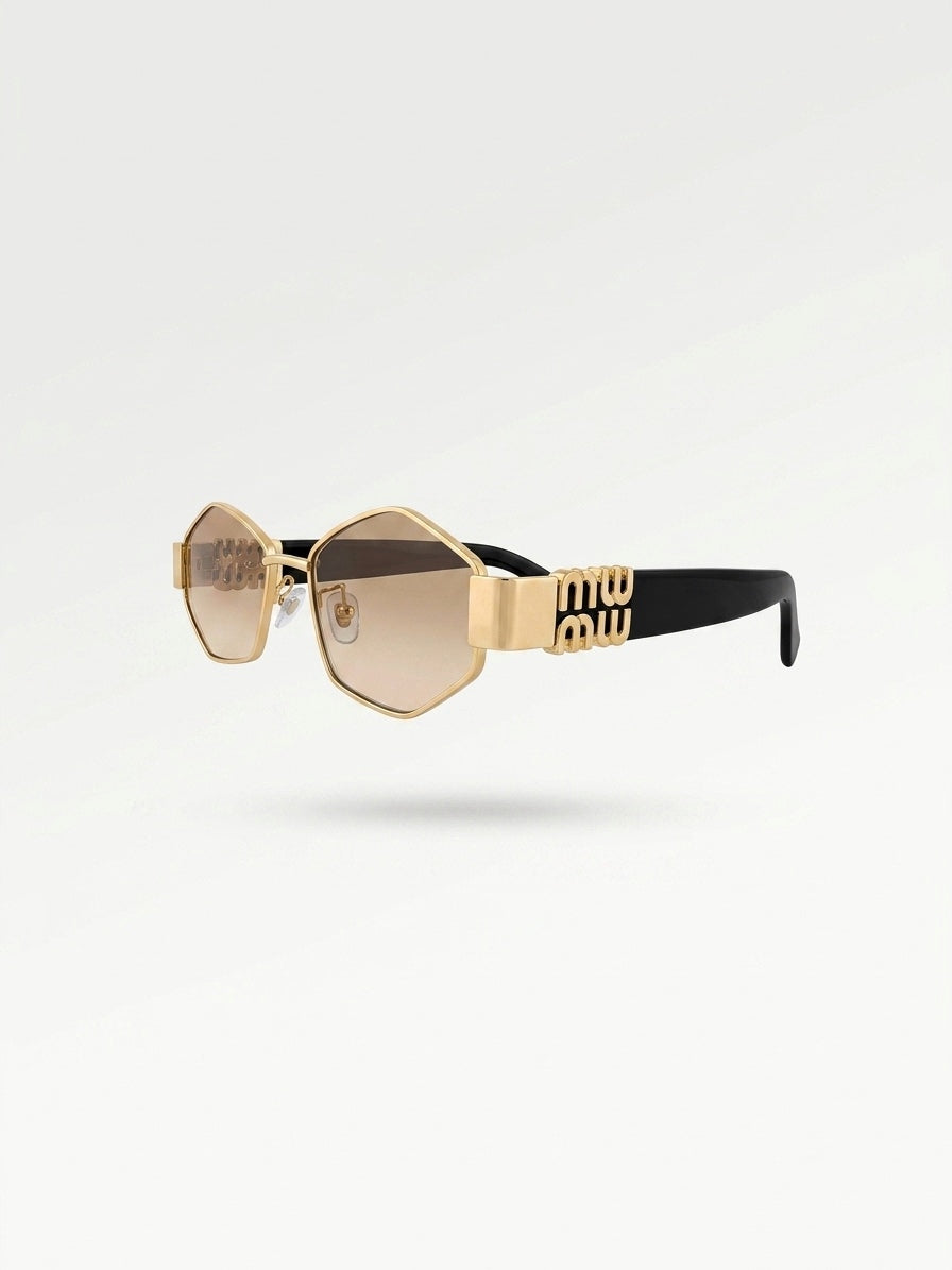 MIU. Geometric Metal Frame Sunglasses