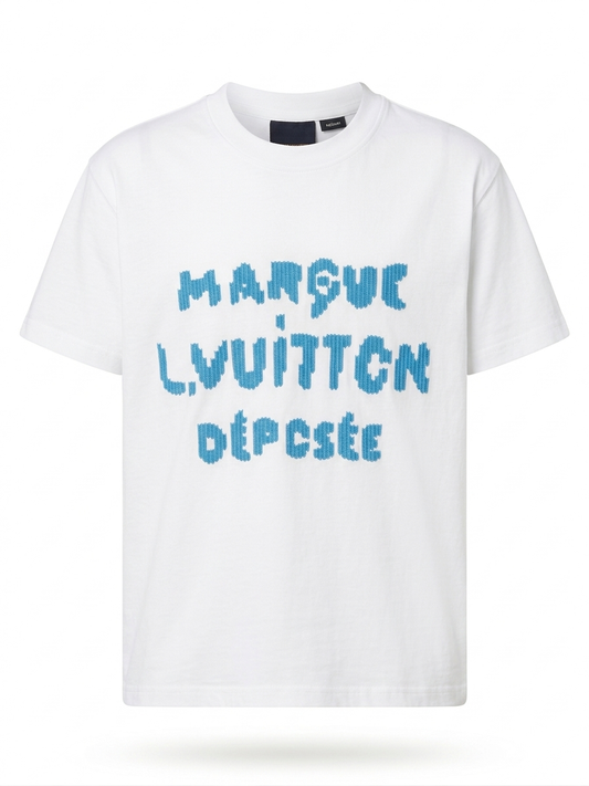 LV Intarsia Knit Graphic Cotton T-Shirt