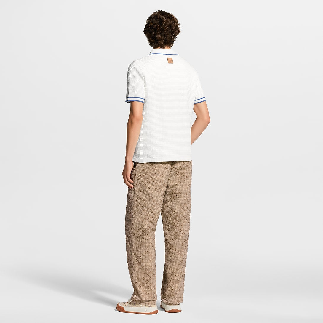 LV Contrast-Trim Textured Knit Resort Shirt