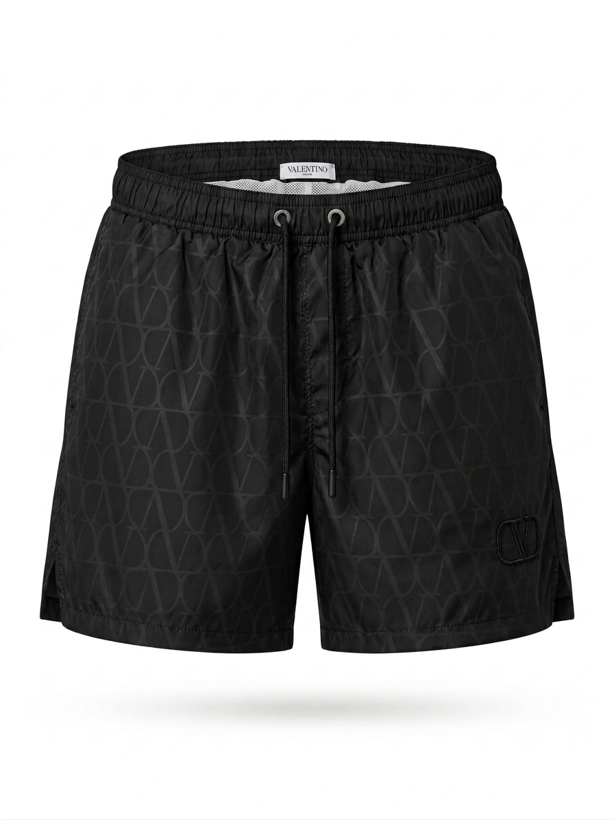 V. Signature Noir Monogram Swim Trunks