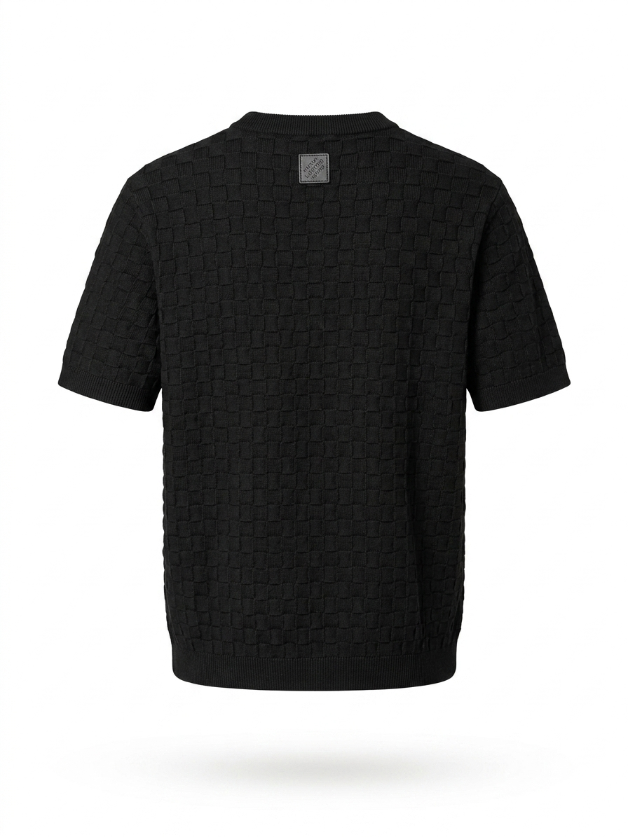 The LV Signature '1854' Textured Damier Knit Short-Sleeved Sweater