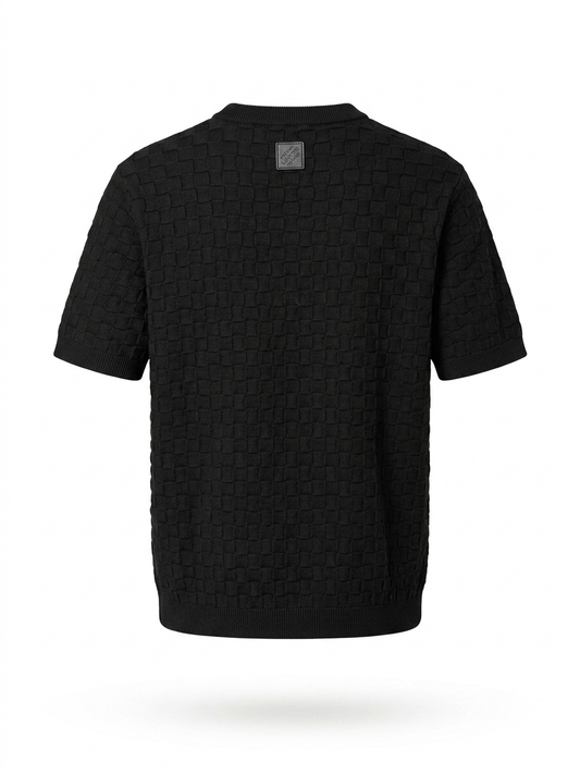 The LV Signature '1854' Textured Damier Knit Short-Sleeved Sweater