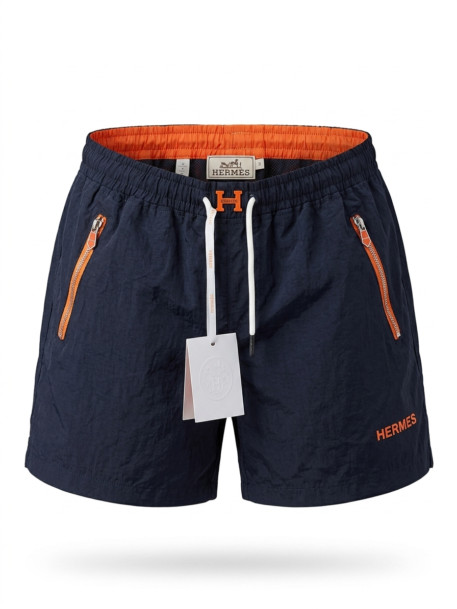 H Technical Navy Shorts with Signature Orange Trims