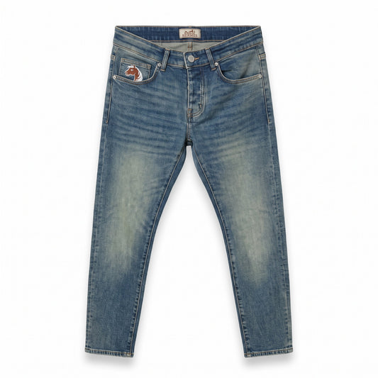 HER Equine Embroidery Medium Wash Denim