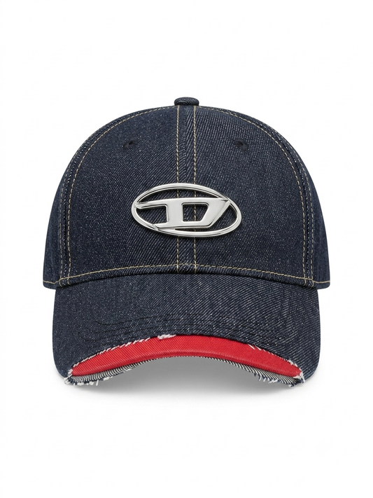DSL Metallic 'D' Distressed Denim Cap