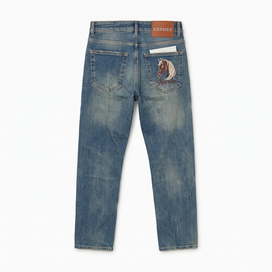 HER Equine Embroidery Medium Wash Denim