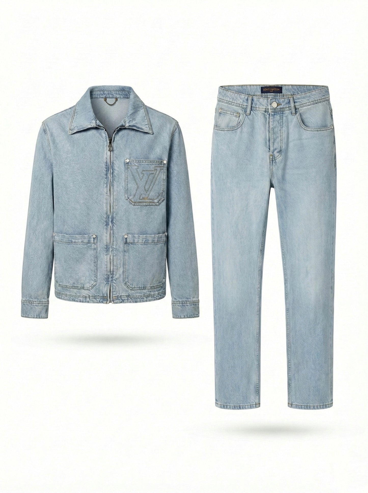 Signature Monogram Zip-Up Denim Set