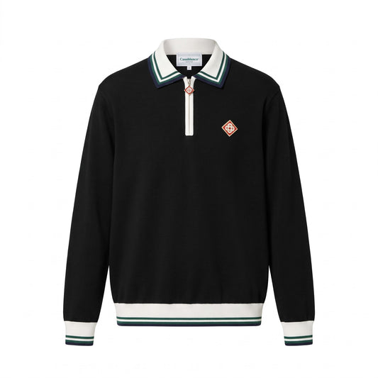 CSB Striped Trim Half-Zip Sweater