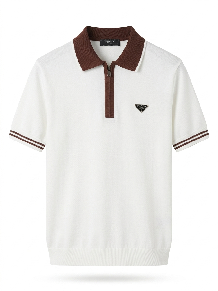 PRD Fine-Knit Contrast Zip Polo