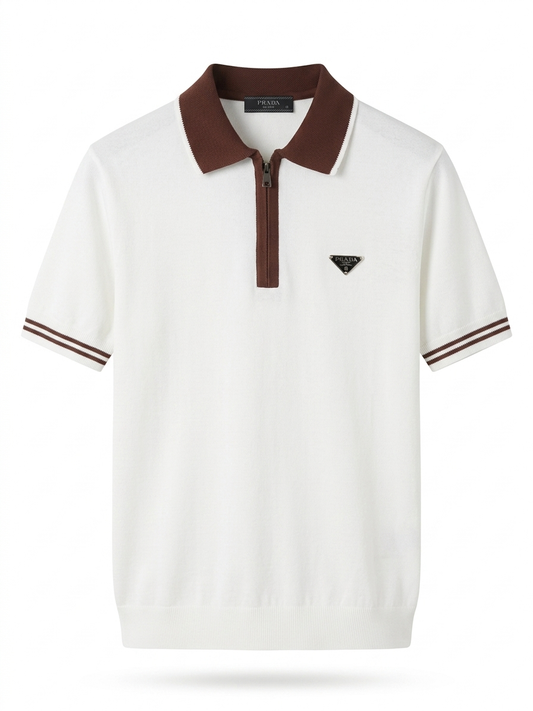 PRD Fine-Knit Contrast Zip Polo