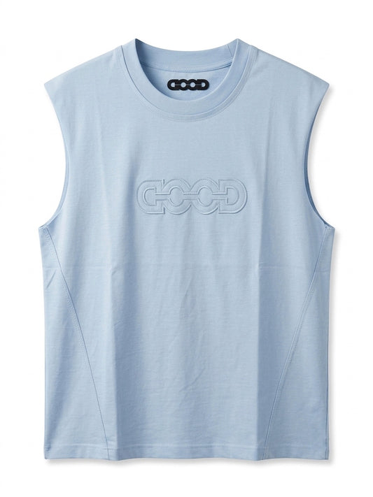 GD Embossed Insignia Sleeveless Top in Powder Blue