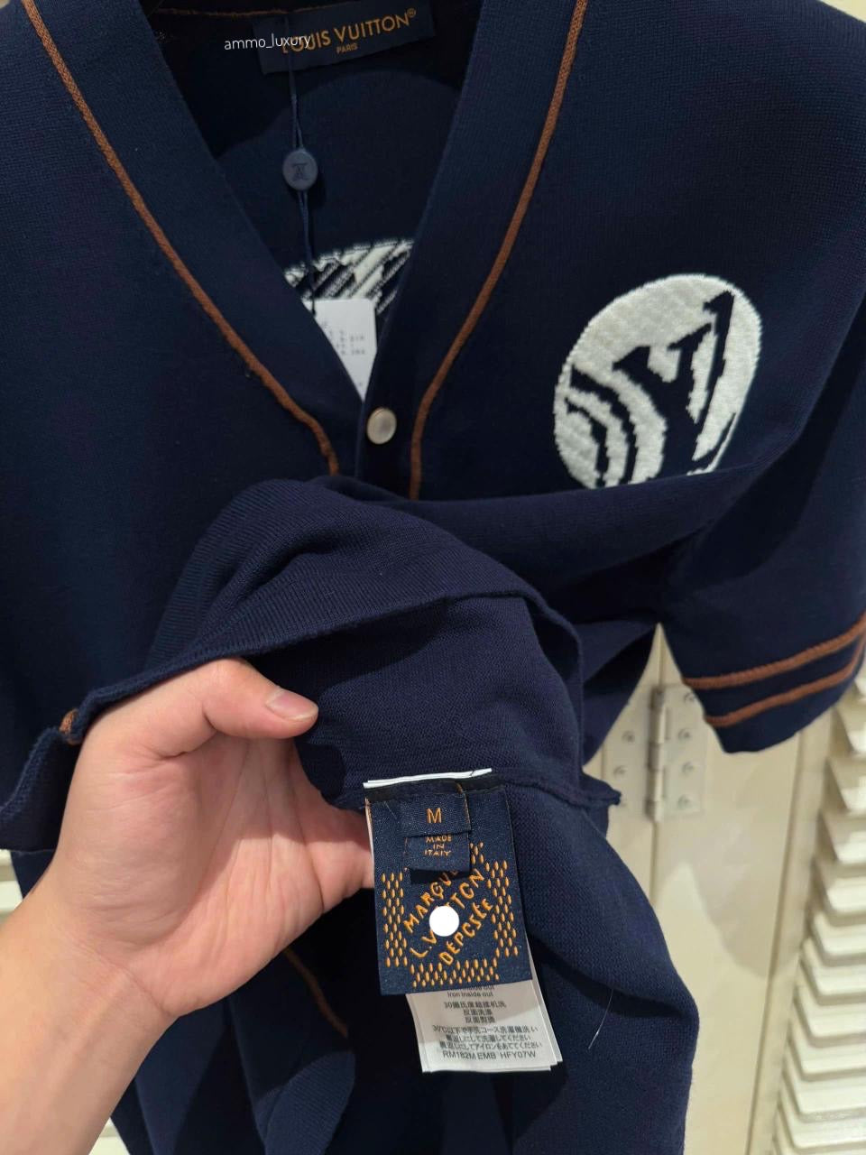 Lv Knitted Short-Sleeved Baseball Shirt