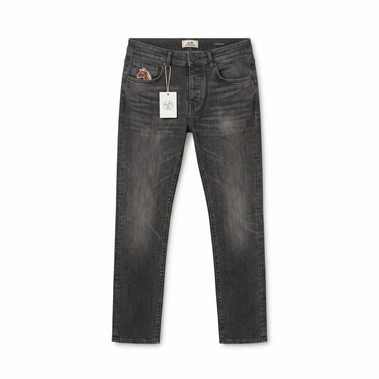 HER Embroidered Equine Motif Black Denim