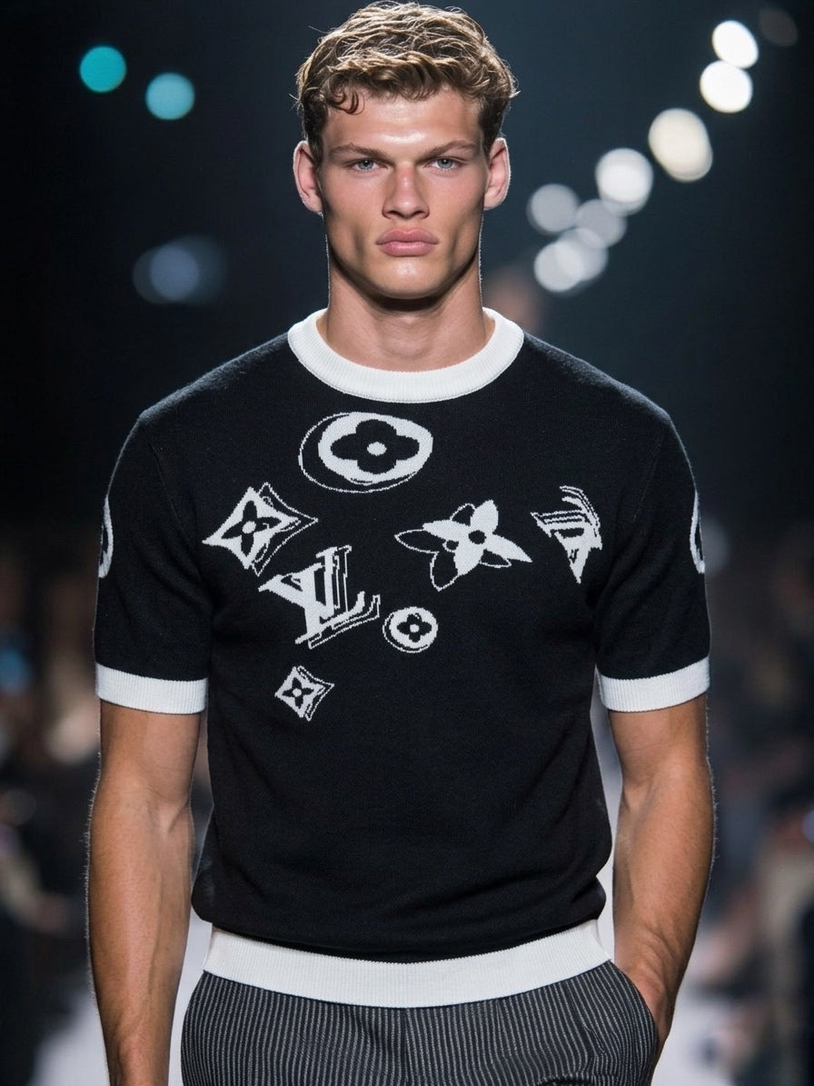 LV Scattered Monogram Short-Sleeved Knit