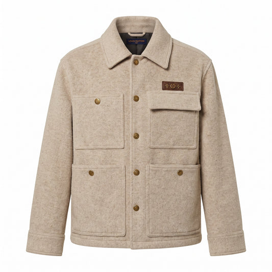 LV Monogram Patch Utility Wool Overshirt
