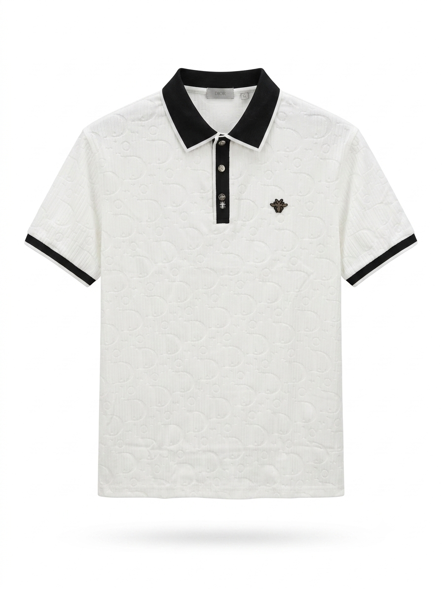 CD Embossed Monogram Polo with Signature Bee Appliqué