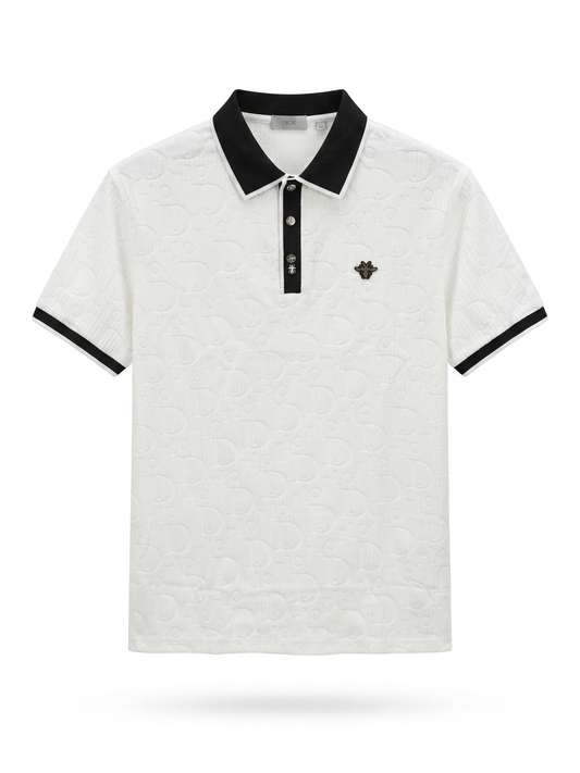 CD Embossed Monogram Polo with Signature Bee Appliqué