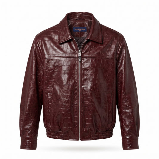 LV Exotic Embossed Blouson in Bordeaux