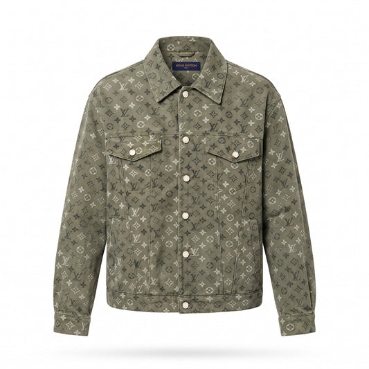 LV Olive Faded Monogram Denim Jacket
