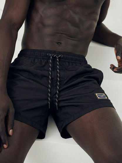 D&G Essentials: Logo-Patch Nylon Swim Shorts
