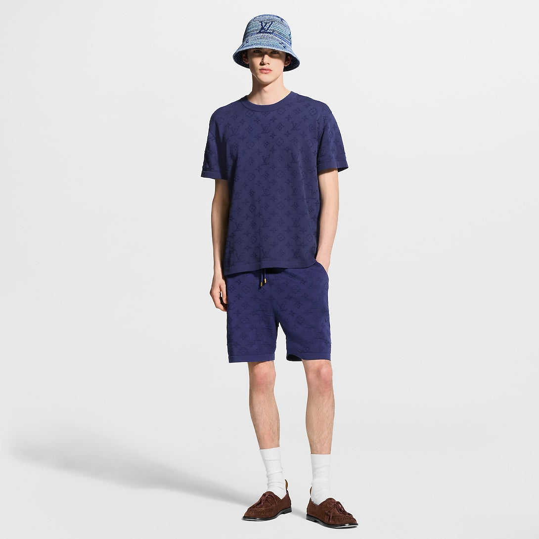 LV Signature Monogram Jacquard Knit Tee - Indigo Blue